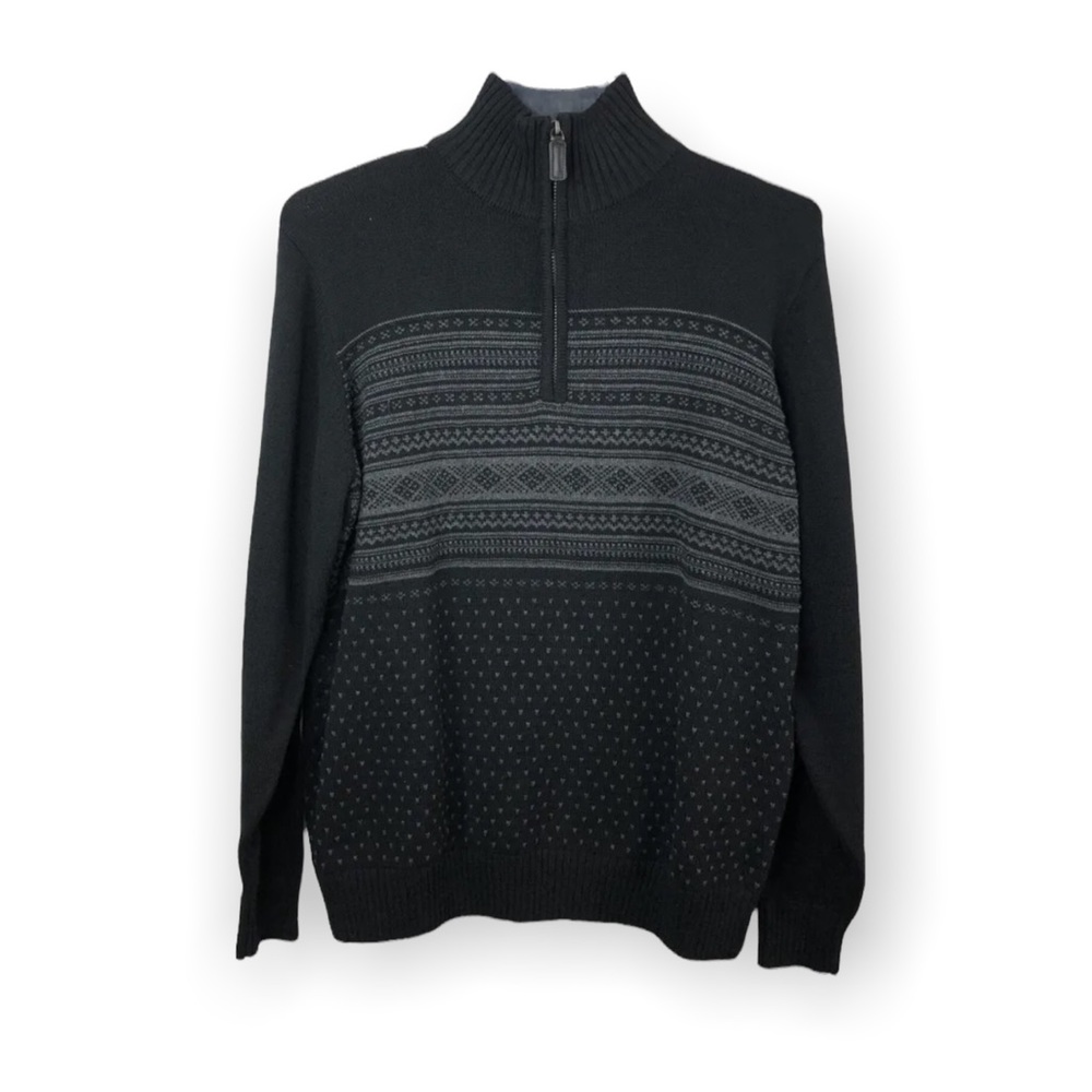 Oscar De La Renta 3/4 Zip High Neck Pullover Sweater 100% Cotton